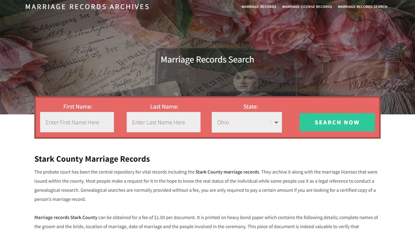 Stark County Marriage Records | Enter Name and Search | 14 ...