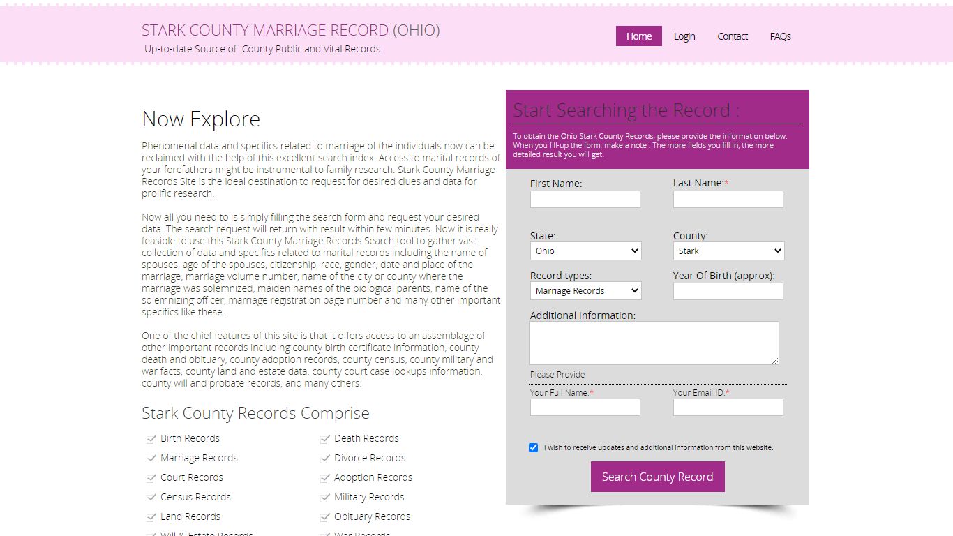 Public Marriage Records - Stark County, Ohio